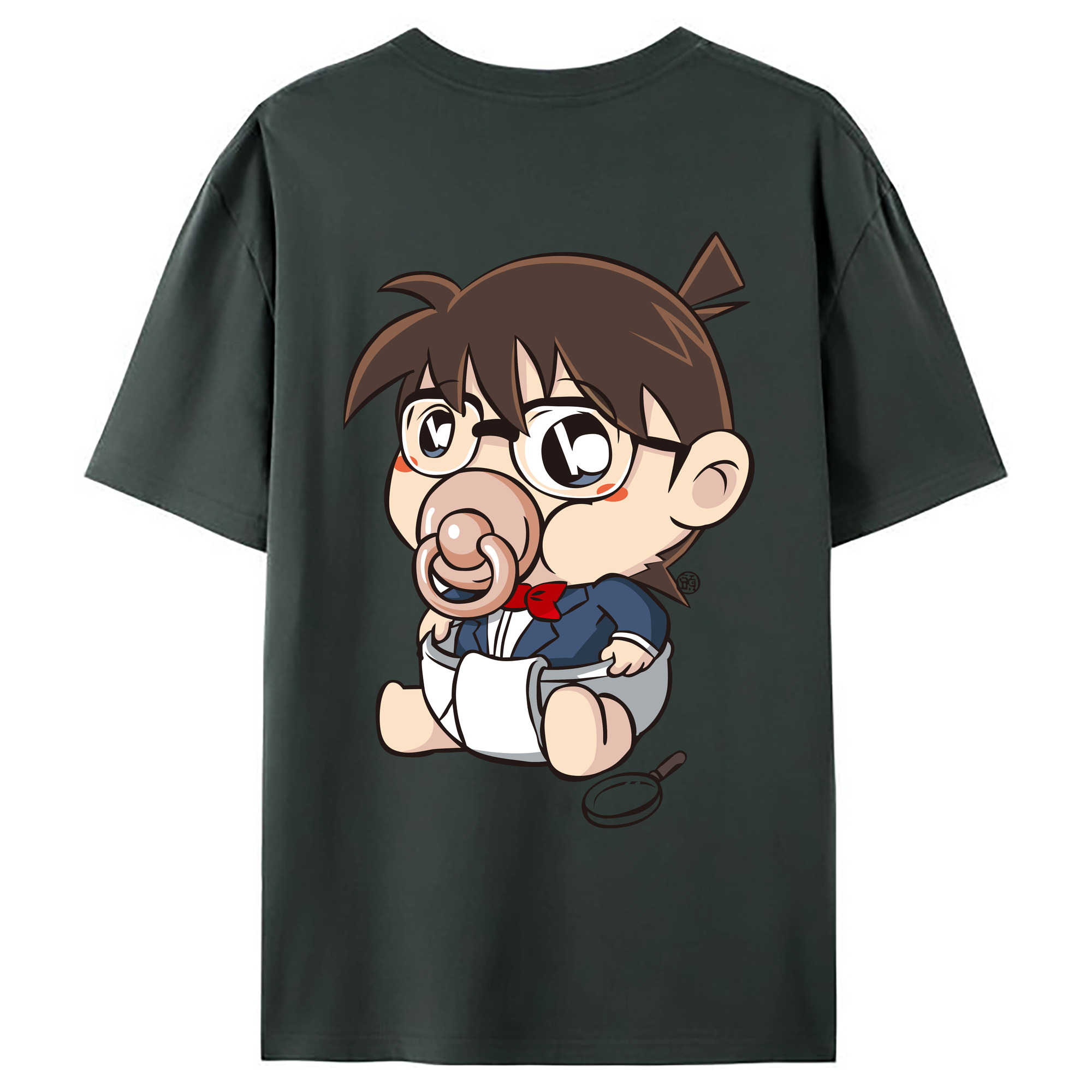 （画像用） 名探偵コナン 江戸川 コナン Detective Conan Conan Edogawa 綿100％ メンズ半袖Tシャツ（バックプリント） 通気性